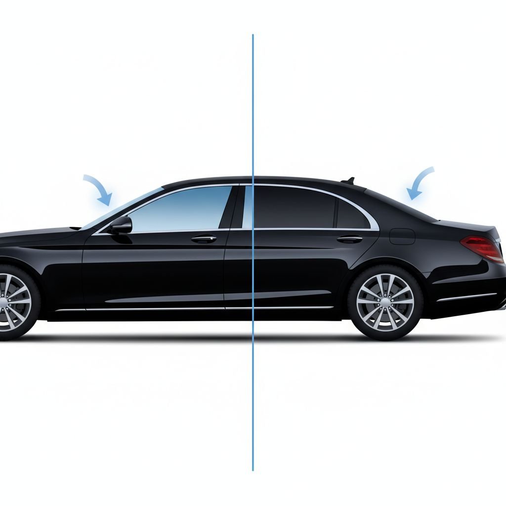 Une infographie simple montrant une vitre de voiture avant avec une flèche indiquant