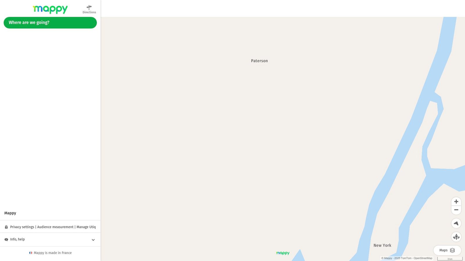 Screenshot of Mappy itinerary details focusing on traffic alerts and route options