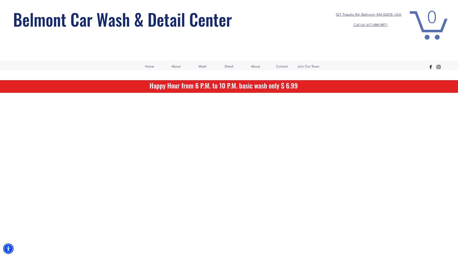 Map view or exterior shot of Belmont Carwash showing easy access lanes