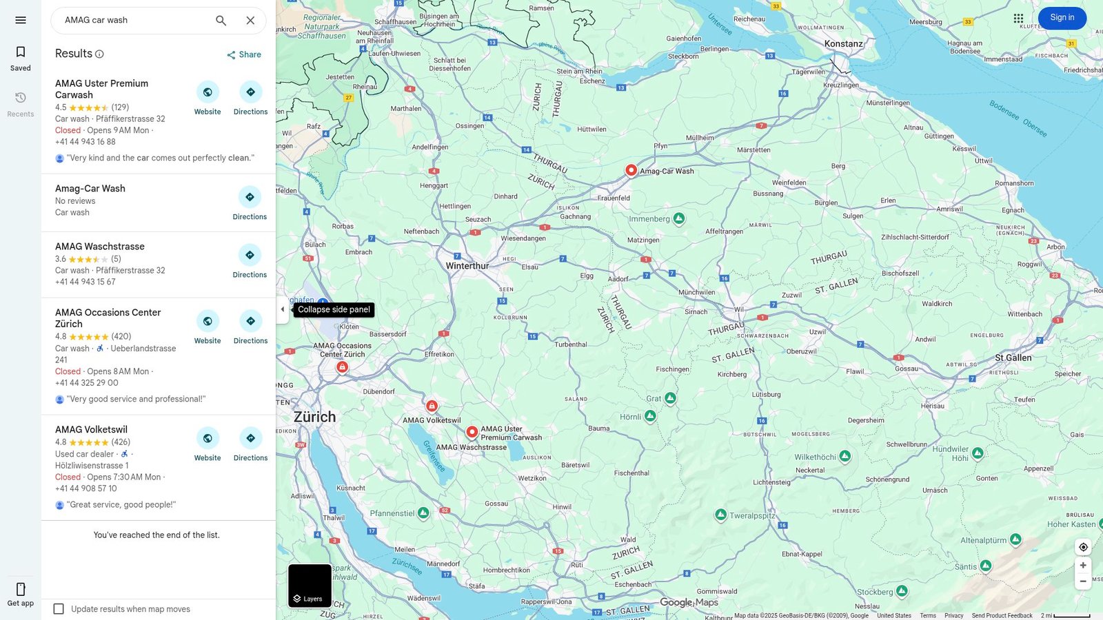 Map view or storefront of AMAG car wash facility showing clean modern equipment