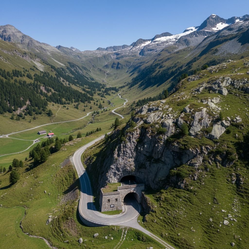 Map highlighting the route from Lausanne to Lugano with key checkpoints like the Gotthard Tunnel