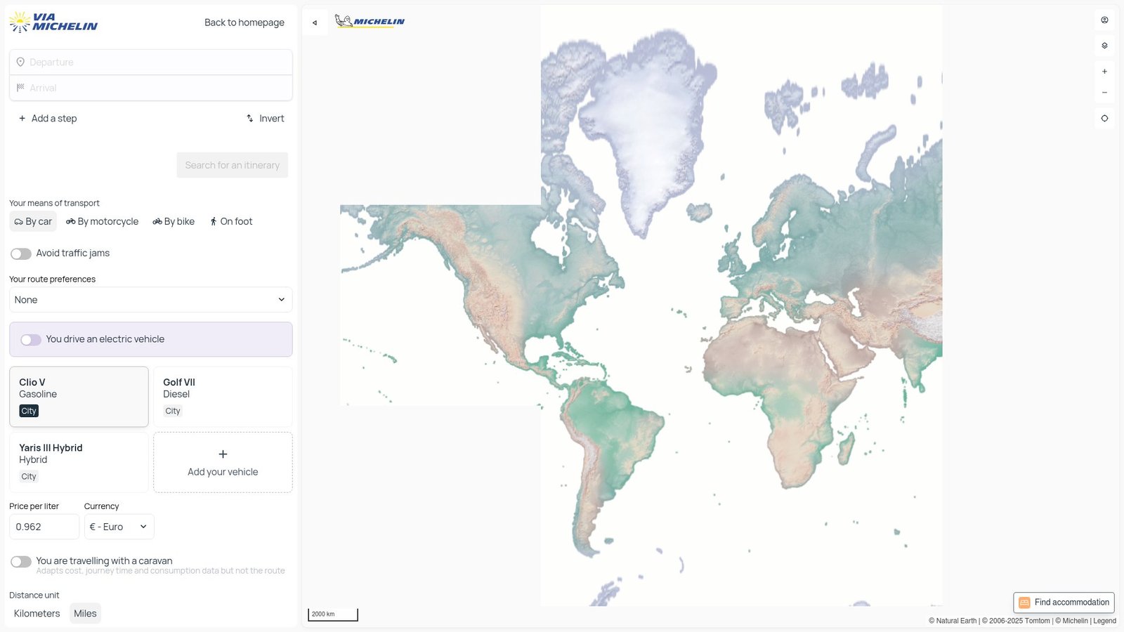 Screenshot of ViaMichelin itinerary route from Lausanne to Munich detailing time and distance