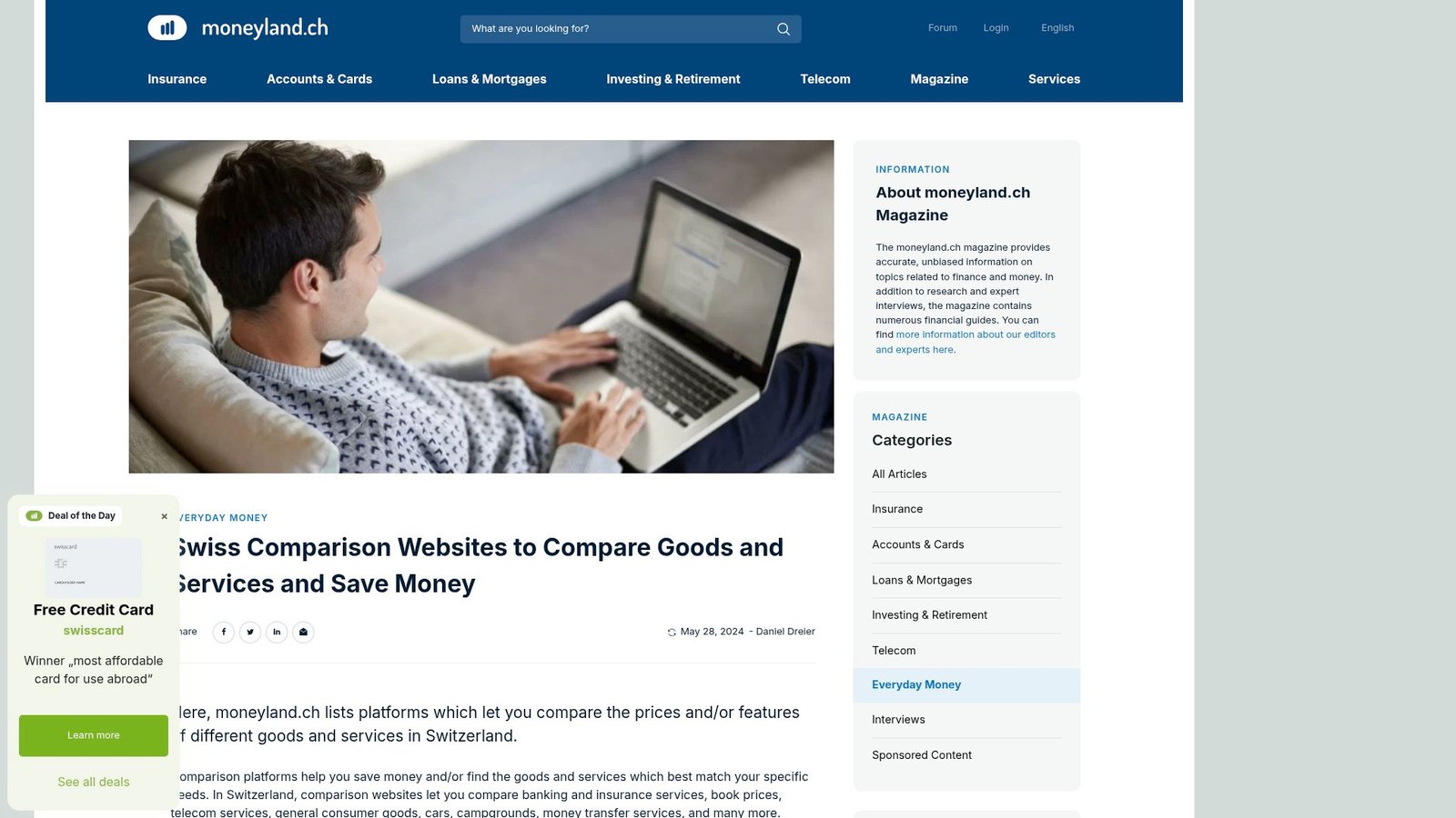 screenshot of pricing table from a trustworthy swiss source comparison