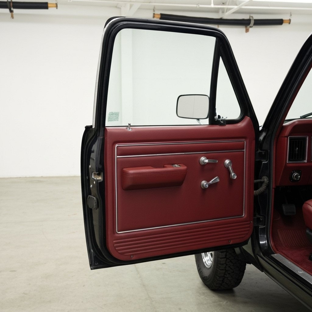 Close-up of a car door with a visible scratch contrasting against dark metallic paint, highlighting the defect depth.