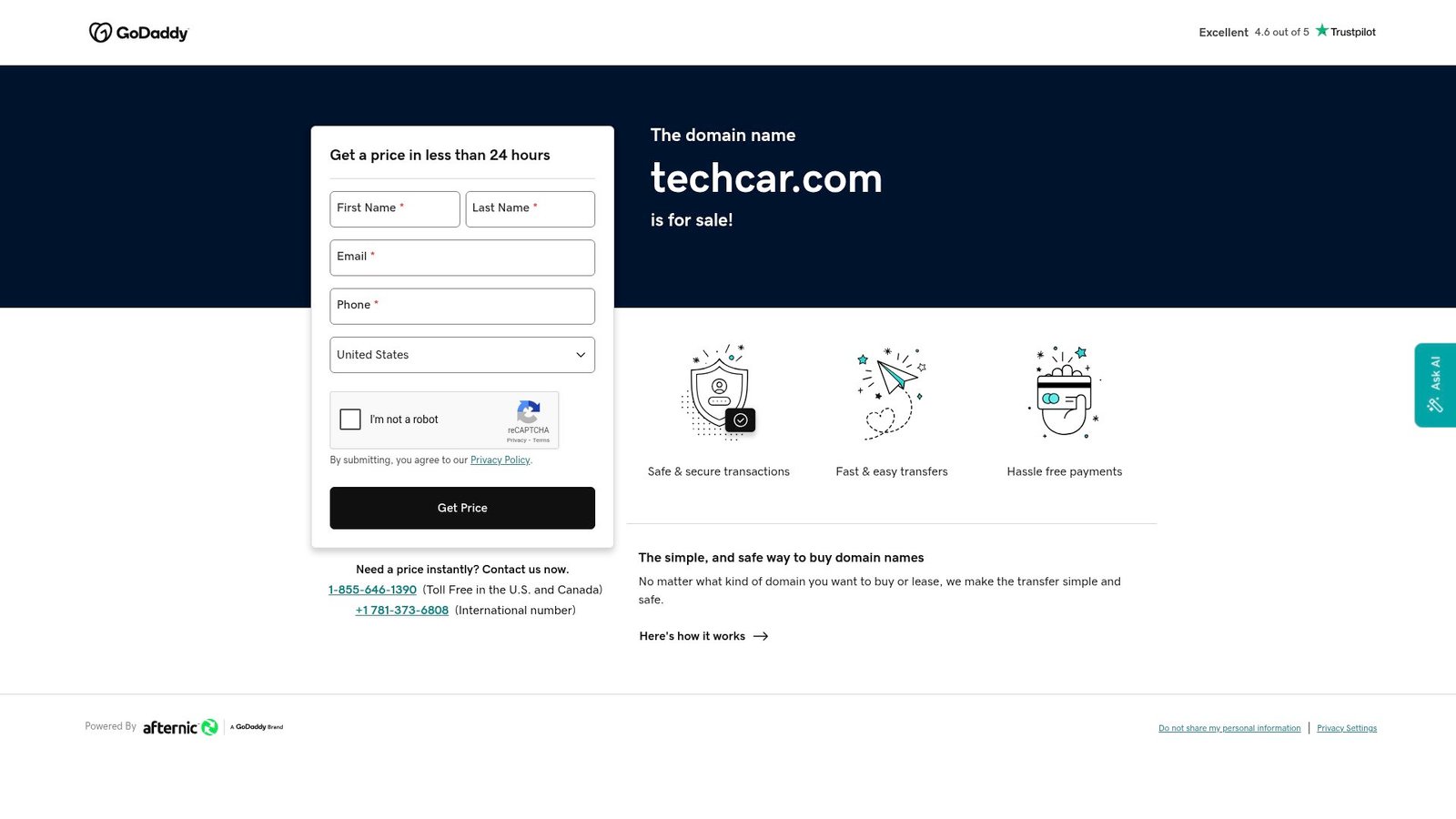 Screenshot of Tech Car website homepage showing services menu