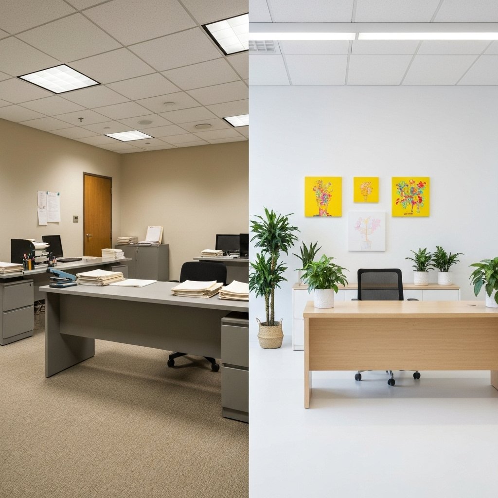 Before and After comparison of a car interior cleaning showing standard vs detailed finish