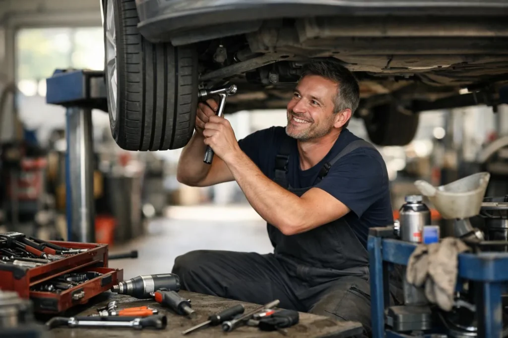 "Entretien voiture complet à Romanel, mécanique en action"