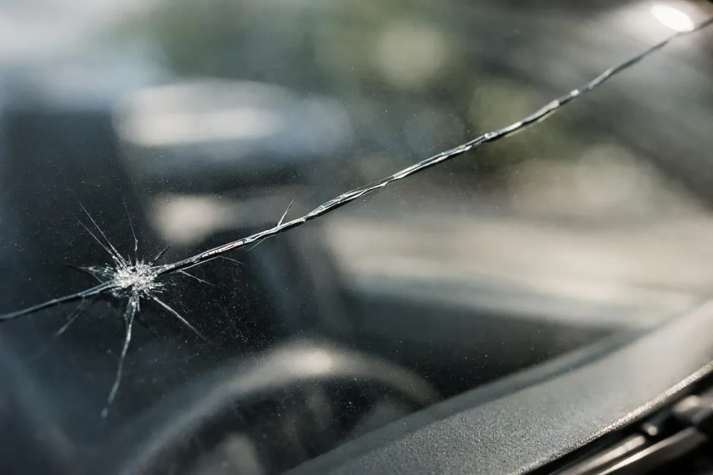 "Remplacement pare-brise auto Lausanne, fissure sur pare-brise de voiture"