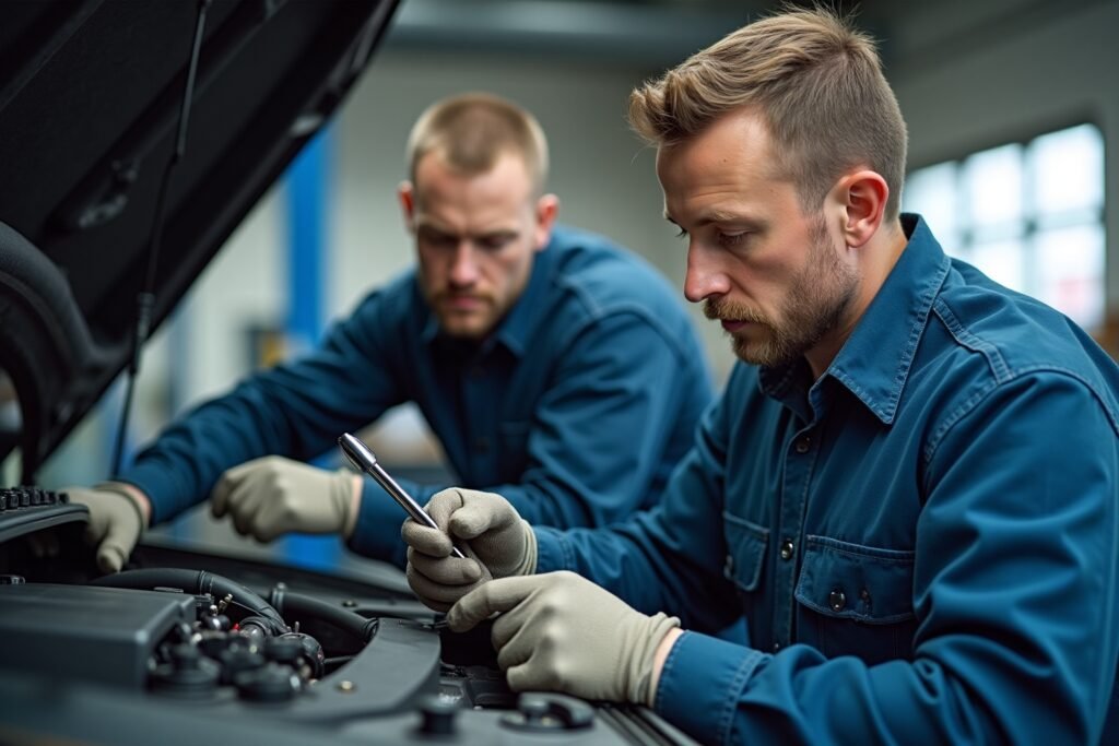 Remplacement pare-brise Lausanne : technicien en atelier avec pare-brise neuf
