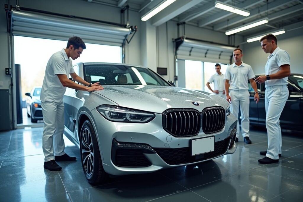 Nettoyage professionnel voiture à Romanel, équipe de techniciens qualifiés pour un lavage parfait de votre véhicule.