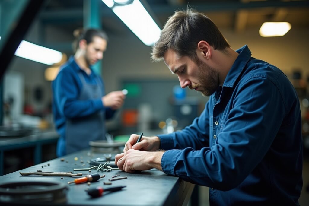 Réparation pare-brise fendu Lausanne, technicien au travail